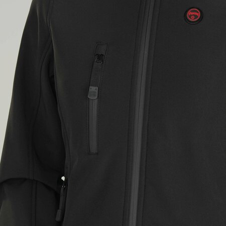 Pioneer Women's Heated Softshell Jacket, 4 Settings, 4-Way Stretch, Detachable Hood, Black, L V3210570U-L